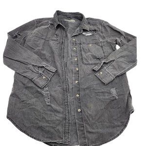 Topshop MOTO Distressed Oversized Button Up Shirt Womens Size Small/8